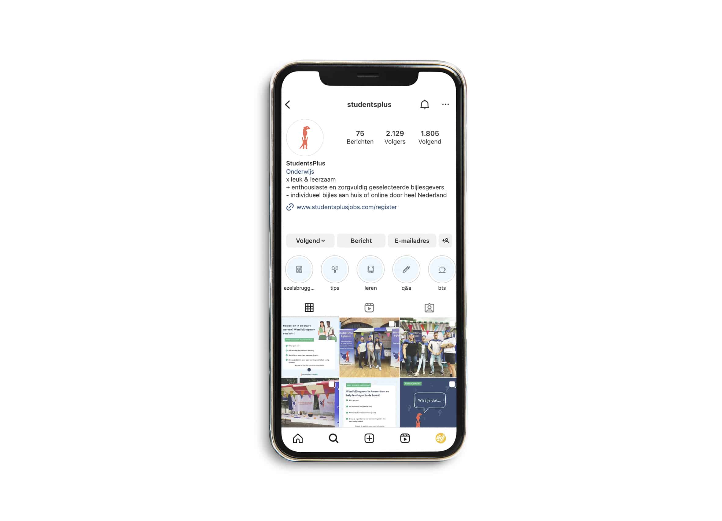 een zwarte telefoon met een instagram account erop