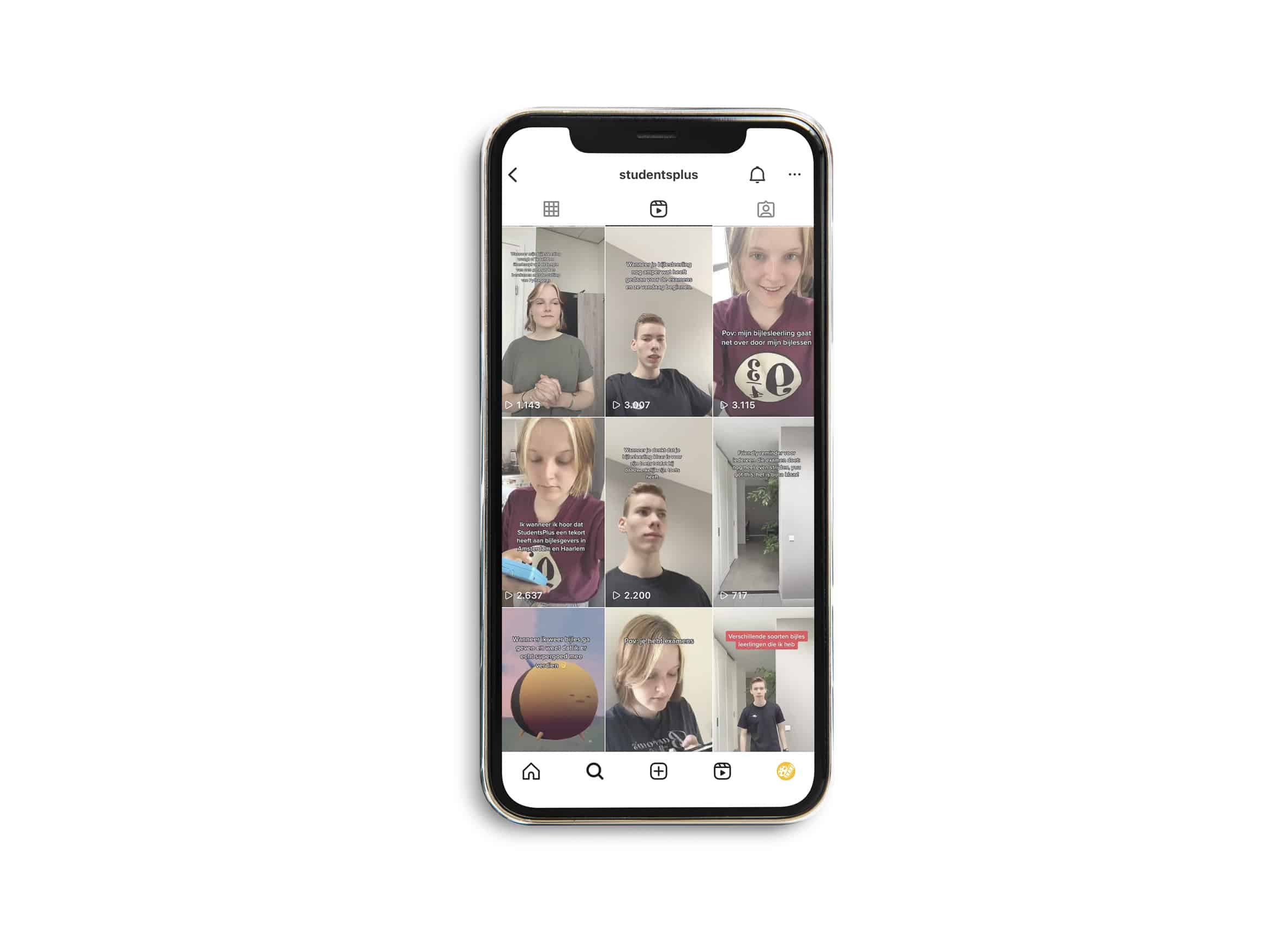 een zwarte telefoon met een instagram account erop