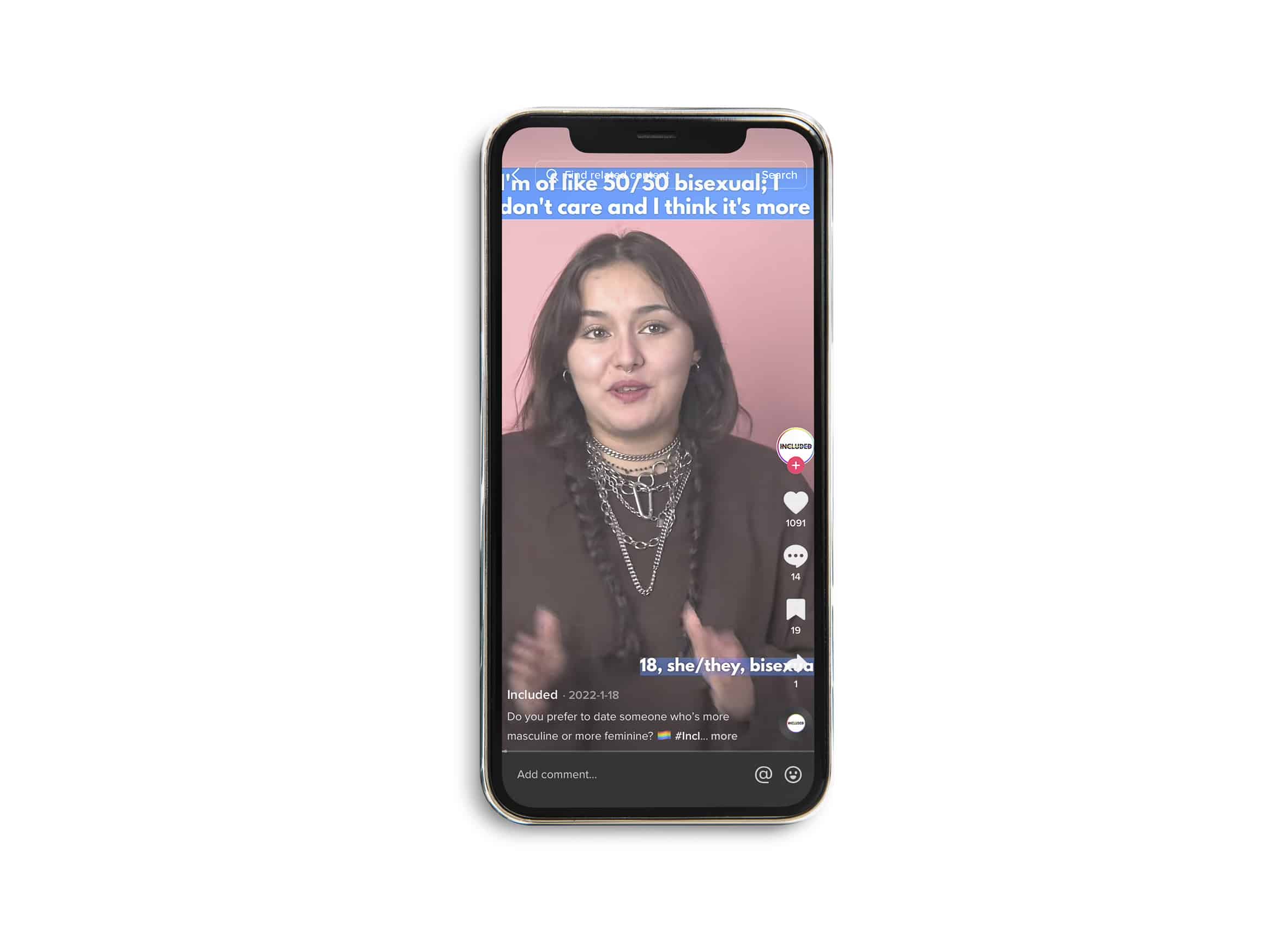 een zwarte telefoon met een tiktok video erop