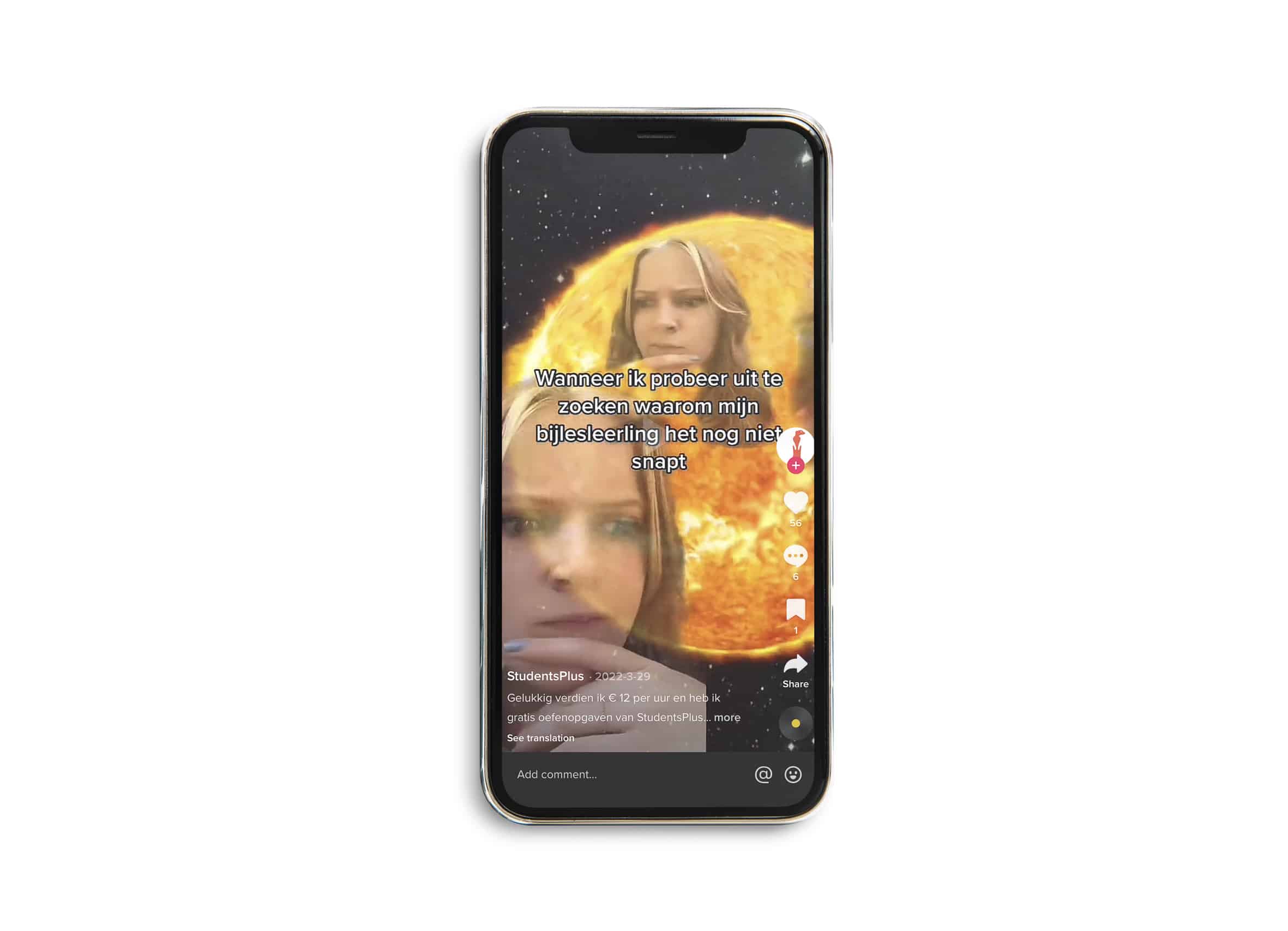 een zwarte telefoon met een tiktok video erop